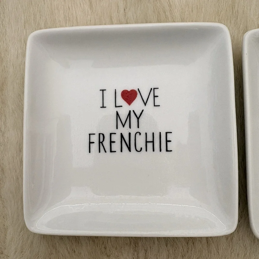 I Love My Frenchie‎ Set of 2 Porcelain Trinket Trays By Fringe Studio